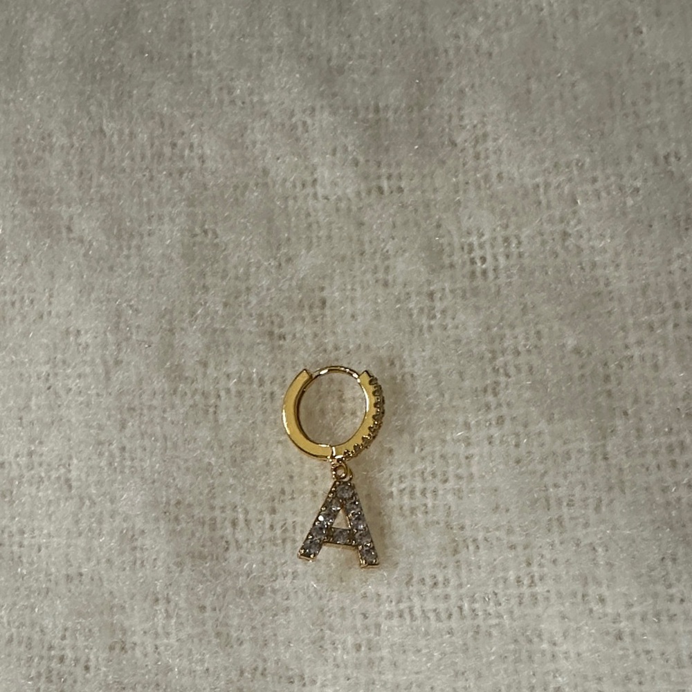 Gold Initial A Pendant Earring